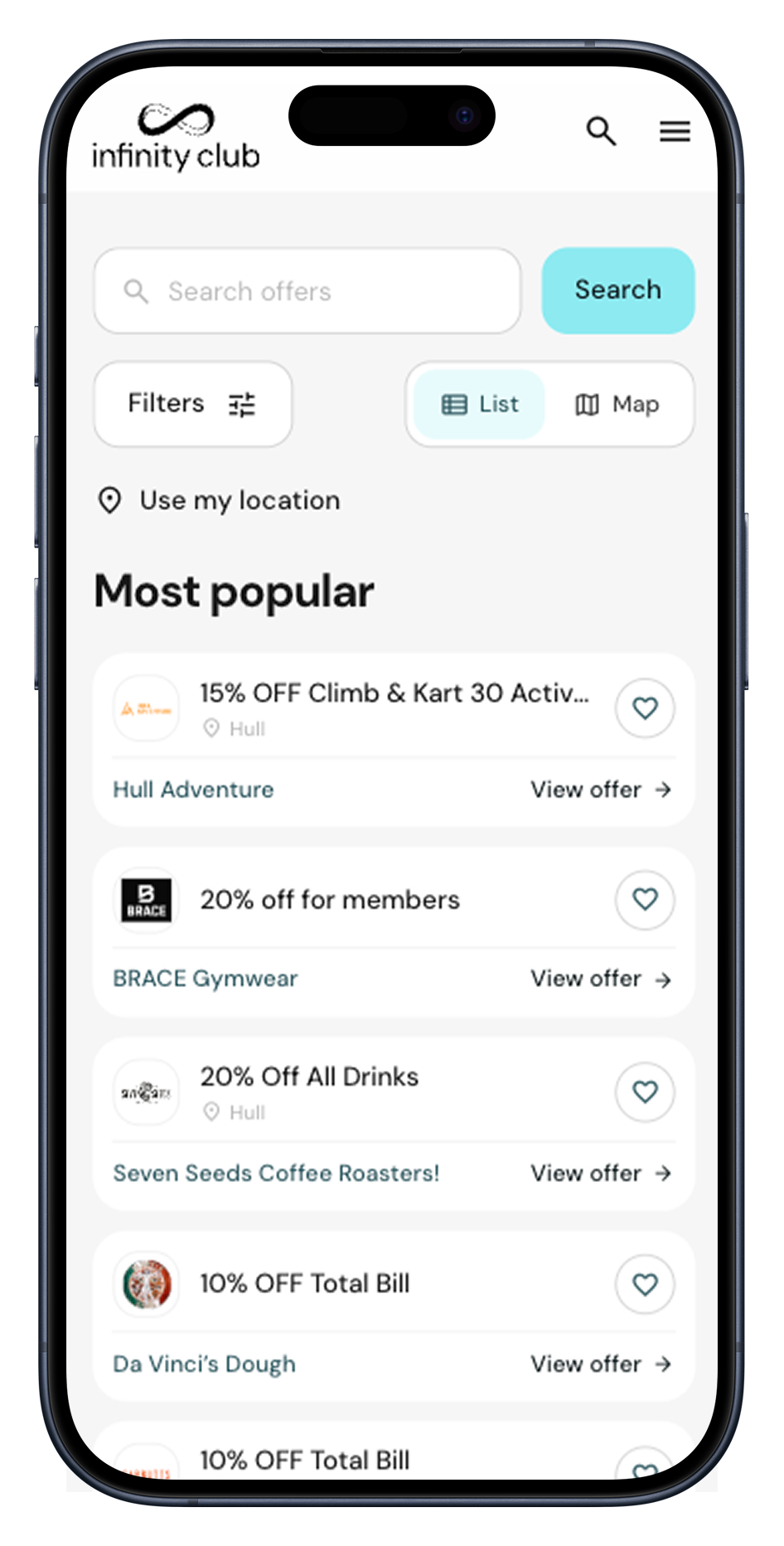 Infinity Club app — Get discovered